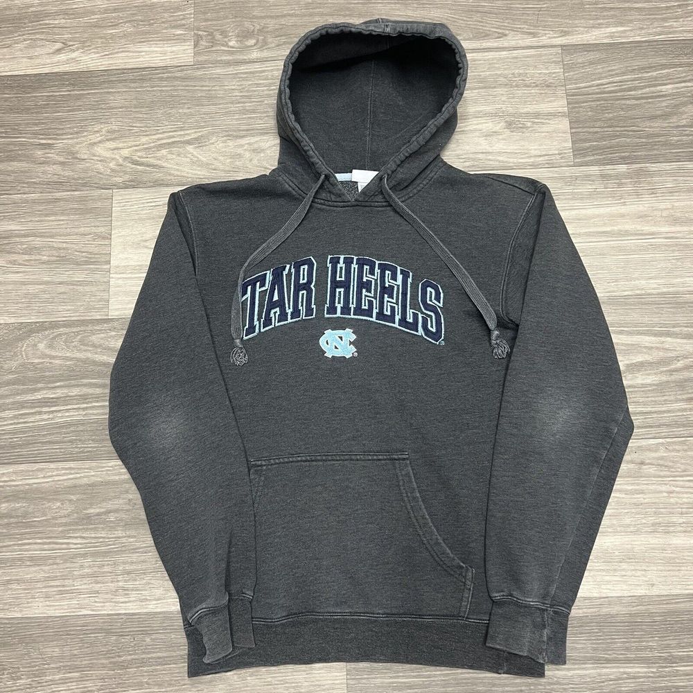Vintage Majestic North Carolina Tar Heels Hoodie Sweatshirt Mens S Gray Spellout